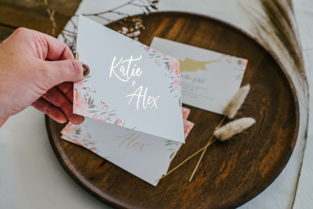 elegant wedding stationery with hot foil 