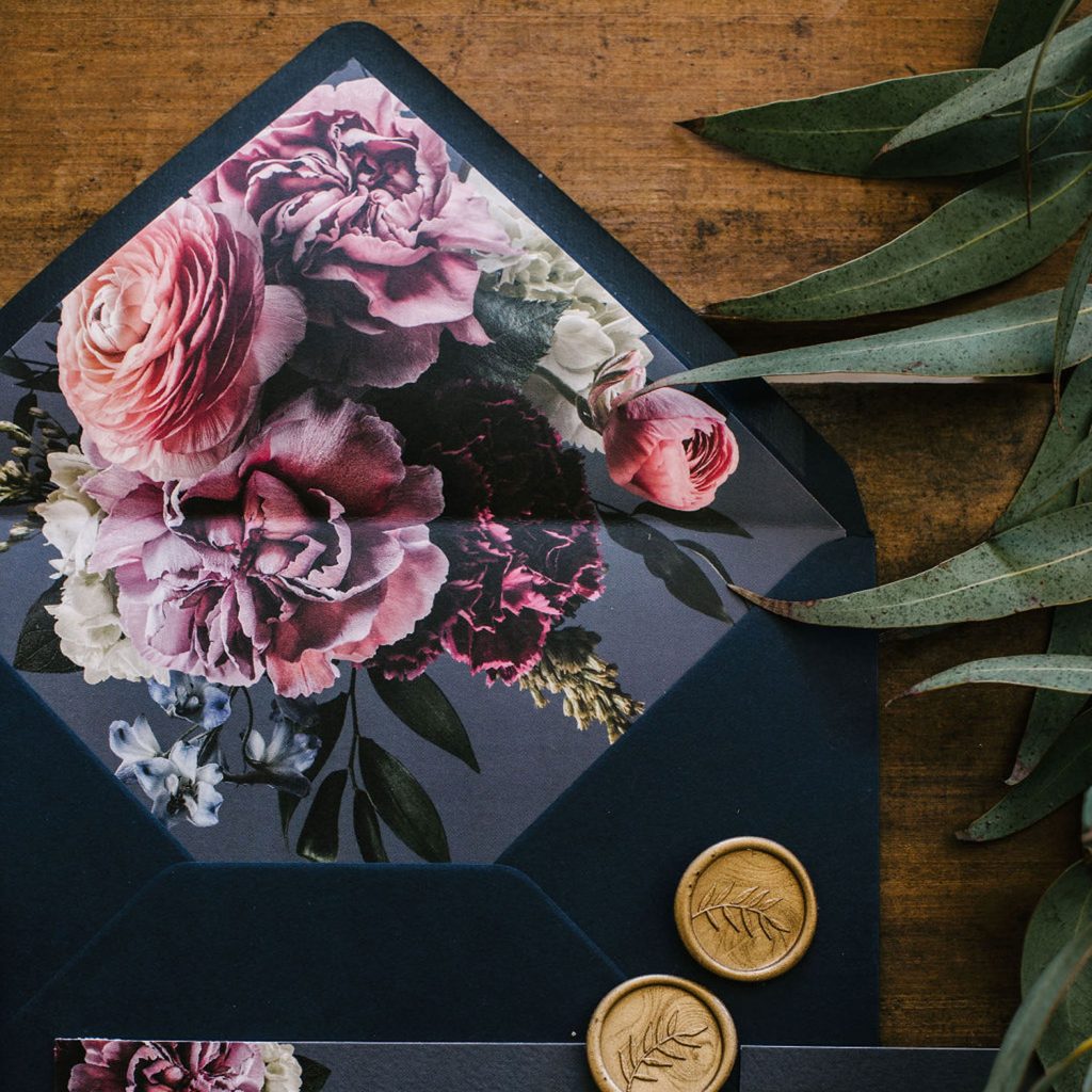 bold and colourful floral envelope liner